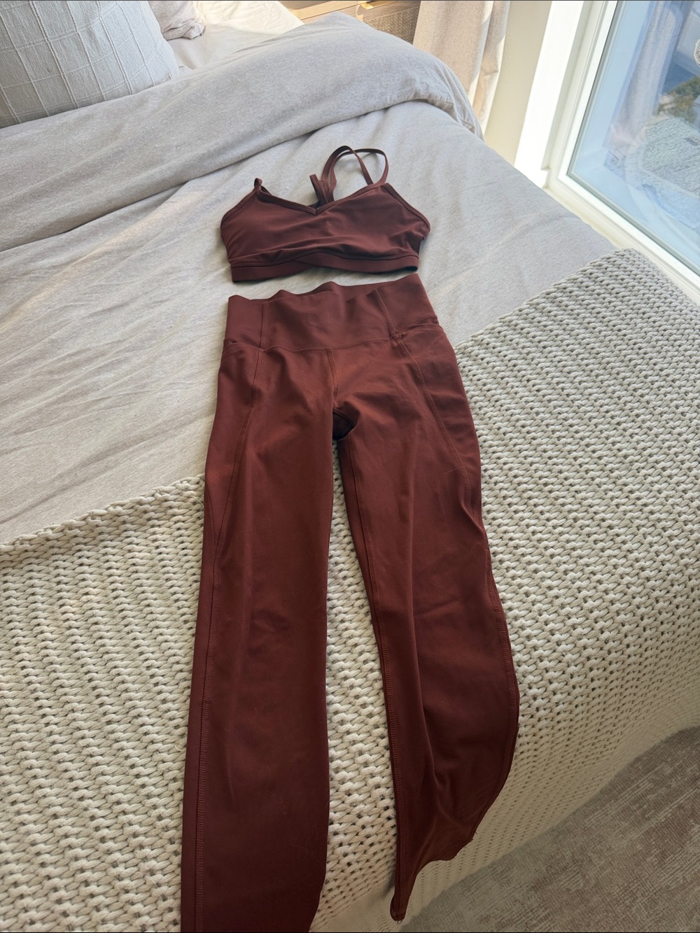 all in motion High-Rise Leggings & Strappy Sports Bra Set in Deep Burgundy
